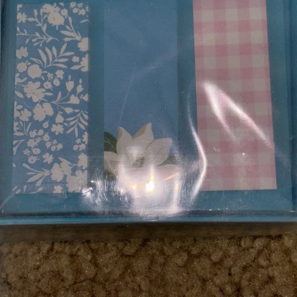 Draper James Book Club Kit Sticky Notes Journal Set Light Blue Check Print New